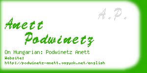 anett podwinetz business card